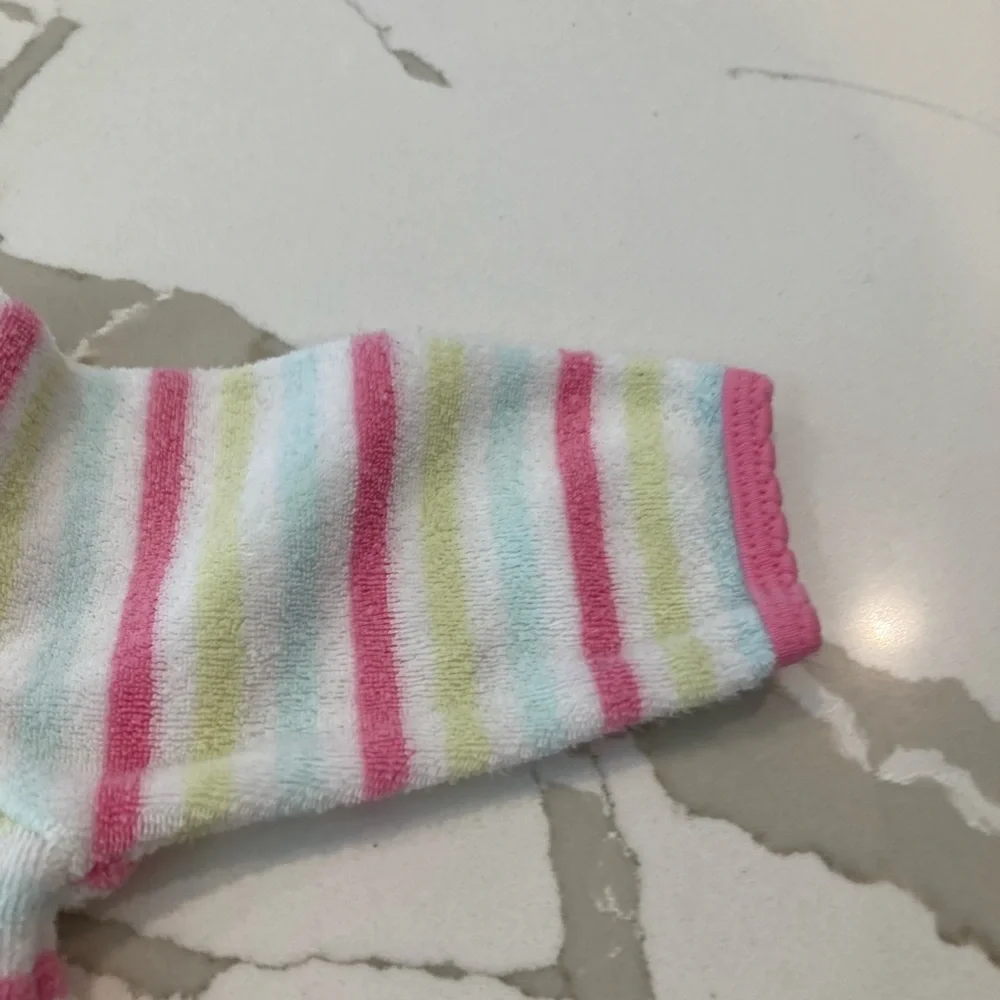 Baby girl carters white pink stripe footie pajamas pjs sleeper button up apple